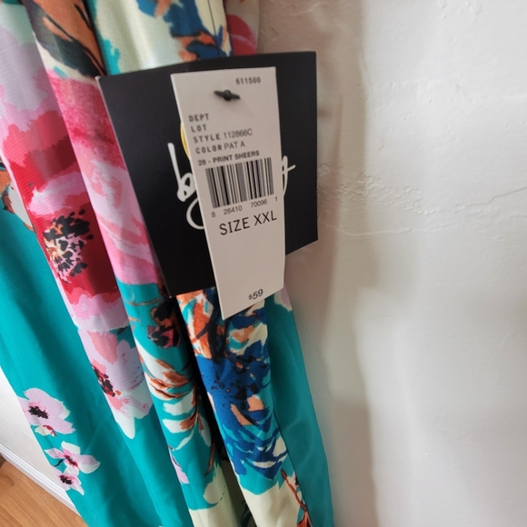 By & By Teal a d Pink Floral Halter Dress - Picture 2 of 6